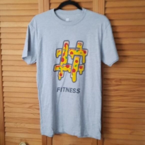 Hashed Fitness Tops - Hashed # Grey Fitness #Pizza Size Small